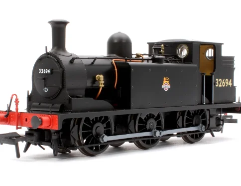 RAPIDO TRAINS UK 936009 LBSCR STROUDLEY ‘E1’ 0-6-0T NO. 32694 BR UNLINED BLACK (EARLY EMBLEM) – STEAM TANK LOCOMOTIVE