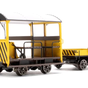 ELLIS CLARK TRAINS E1019 WICKHAM TROLLEY & TRAILER, ENGINEERS YELLOW MPP0007