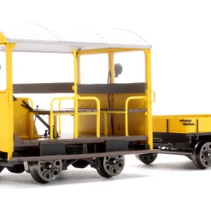 ELLIS CLARK TRAINS E1018 WICKHAM TROLLEY & TRAILER, BR YELLOW TR18