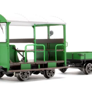 ELLIS CLARK TRAINS E1017U WICKHAM TROLLEY & TRAILER, BR (SR) GREEN UN-NUMBERED