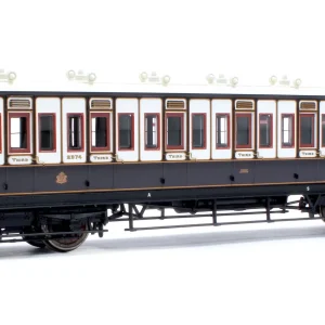 BACHMANN 39-870A LNWR 50FT ARC ROOF THIRD CORRIDOR LNWR DARK CLARET & WHITE NO.2374