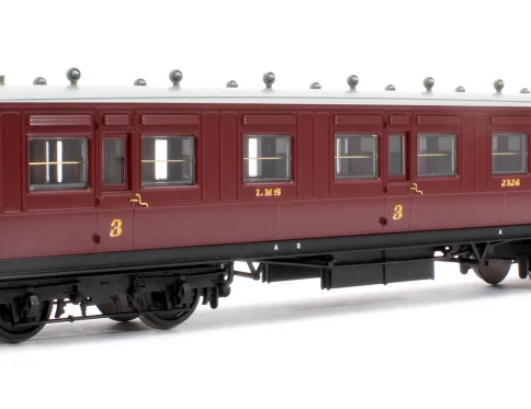 BACHMANN 39-873 LNWR 50FT ARC ROOF THIRD CORRIDOR LMS CRIMSON LAKE NO.2326